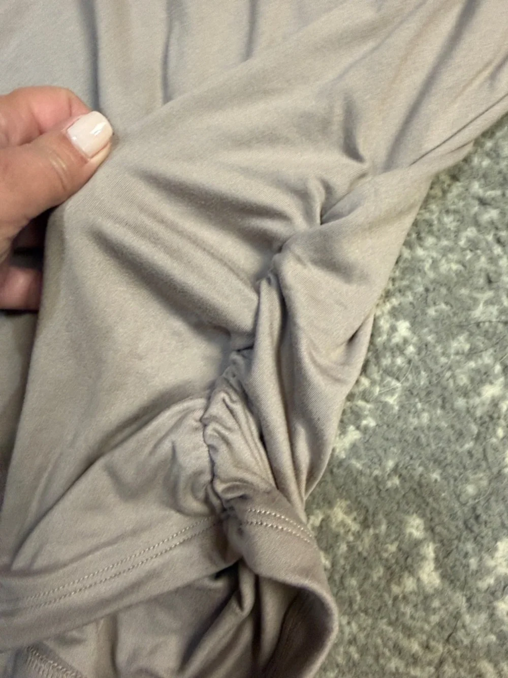 Better Together Long-Sleeve Side-Ruched Tee in Taupe - Picture 3 of 3